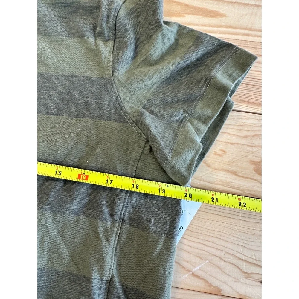 The North Face Womens Striped Short Sleeve T-Shirt Olive Green Size Medium - Picture 4 of 5